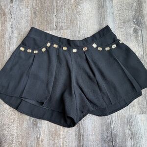 Bebe Black Rhinestone Flounce Shorts - Size Small